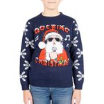 NOROZE Kids Christmas Jumpers Boys Girls Retro Elf Snowman Santa Fairisle Reindeer Novelty Sweater Children Gifts Xmas Jumper (5-6 Years, Rocking Navy)