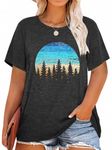 MK Shop Limited Plus Size Tops for Women Sunset Sunrise Graphic Shirts Loose Fit Summer Short Sleeve Tees Tops