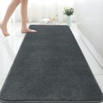 Extra Large Bath Mat 150x60 cm Microfiber Bath Mats for Bathroom Absorbent Bathroom Rug Non-slip Anti Mould Bathroom Mat, Machine Washable Rugs for Bedroom Bathroom, Long Grey Bath Mat