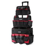 HAUTMEC Rolling Tool Bag With Wheels Portable Tool Bag With Adjustable Telescoping Handle Wide Mouth Storage Organizer Perfect Mens Gifts (18" & 3pcs Set)