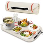 Electric Warming Mat with 3 Adjustable Temperature, PONPUR Foldable Food Warmer Tray for Parties, Full Surface Heating, Auto Power Off, Rollable Hot Mat for Gatherings, Buffet, Family Meals