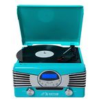 Victor VHRP-1400 Diner 7-in-1 Turntable Music Center with Record Player, CD/MP3 Player, AM/FM Radio, Bluetooth, USB Playback and Recording, and Built-in Stereo Speakers – Perfect for Music Lovers