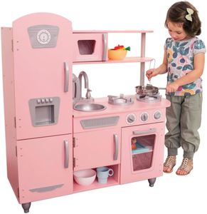 KidKraft Pink Vintage Toy Kitchen – Pretend Play Set for Kids