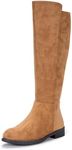 Vepose Women's Knee High Boots, Casual Tall Riding Boots with Low Flat Heel, Comfortable Camel Suede, Size 9.5 US-9662 with Inner Zipper(CJY9662 Camel 09.5)