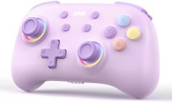 IINE Wireless Controller for Switch/PC/Android/IOS, Cute Gamepad with RGB Lights, Mini Pro Controller with Turbo/Macro/NFC Amiibo/Motion Sensor/Wake-Up/Rumble (Purple)