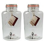 Kilner 2Pc 8 Litre Party Beverages Drinks Clip Top Glass Dispenser Jar Container