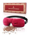 Aroma Season Heated Eye Mask, Microwave Eye Mask, Warm Eye Compress with Natural Flaxseeds,Light-Blocking, 3 D Sleep Mask for Women and Men, Soft and Portable(Red)