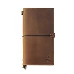 Leather Travel Journal with Pockets - 8.5x4.5" / 22x11.5cm - Wanderings® Refillable Notebook Organizer, Hand-Crafted Genuine Leather Notebook with Pockets for Writing, Travelers - Blank Inserts