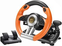 PC Racing Wheel,PXN V3II 180 Degree Universal Usb Car Sim Race Steering Wheel with Pedals for Xbox One, Xbox Series X/S, PS3, PS4, Switch (Orange)