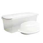 Gluman Polypropylene Big Bread Box With Butter Dish Container | Bread Box And Butter Dish Combo | 100% Food Grade | Dishwasher Safe | Freezer Safe | Recyclable | Reusable (White)