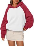 Trendy Queen Oversized Hoodies for Women Pullover Fleece Fall Sweatshirts Fashion Y2K Outfits Clothes 2024 White Red M