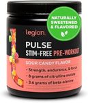 LEGION Pulse Pre Workout Supplement - All Natural Nitric Oxide Preworkout Drink to Boost Energy, Creatine Free, Naturally Sweetened, Beta Alanine, Citrulline, Alpha GPC (Caffeine Free Sour Candy)