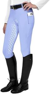 FitsT4 Sports Women's Full Seat Riding Tights Active Silicon Grip Horse Riding Tights Equestrian Breeches Lavender Purple Size S