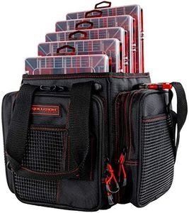 Evolution Outdoor Drift Series Topless Vertical Tackle Bag – Red, 3700 Size, Outdoor Rucksack w/ 5 Fishing Tackle Trays, Padded Handle and Shoulder Strap, Plier Holster, Tackle Carrying Case