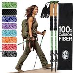 Hiker Hunger Carbon Fiber Trekking Poles for Hiking Collapsible, Nordic Walking Poles for Women, Lightweight Hiking Poles Women Lightweight Collapsible, Walking Sticks for Hiking for Seniors - Green