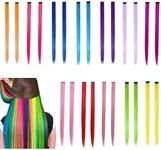 YQQZQ 24Pcs Party Straight Hair Clip,Colored Hair Extension, Rainbow Hair Clip Accessories Suitable for Children,Girls and Women (21.7 inches)