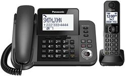 Panasonic DECT 6.0 2-in-1 Corded/Cordless Phone with Answering Machine, Call Block, and Talking Caller ID - 1 Cordless Handset - KX-TGF350CB (Metallic Black)