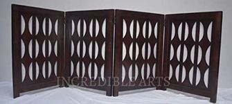 Incredible Arts Wooden Freestanding Fold-able Safety Gate for Child, Step Over Fence, Kids Safety Gate for The House, Doorway, Stairs, Extra Wide Brown (4-Panels- D Frame Design)