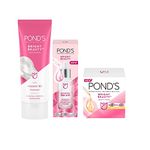 Pond's Bright Beauty Regime combo for nourished, spot-less glowing skin with Vitamin C, Vitamin B3 |Facewash, Serum, Day Cream|For all skin types