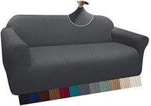 Granbest Thick Sofa Covers 3 Seater Stylish Pattern Stretch Couch Covers Non-Slip Sofa Slipcover with Elastic Bottom for Living Room Dog Pet Furniture Protector (3 Seater, Grey)