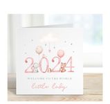 Pink 2024 Welcome to the world little lady, Baby Girl, Baby Congratulations Card, New Baby News, welcome baby, New Mummy Daddy Congratulations.