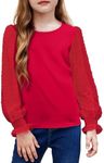 Arshiner Girls Shirts Casual Ruffle Cuffs Big Girls Clothes with Polka Dot,Girls Sweatshirt Tops,Crop Tops for Girls for Spring Autumn Winter Red