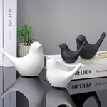 URBAN SENSE | Ceramic Birds Figurines Ceramic Blessing Birds Figurine Home Decorations Accessories Set of 4 (2 Black and 2 White)