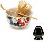 Complete Start Up Matcha Tea Kit - Retro Japanese Natural Bamboo Matcha Whisk (Chasen) - Scoop - Matcha Bowl - Whisk Holder - Ceremony Matcha tea Sets