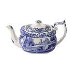 Spode Blue Italian Collection Teapot | Tea Infuser | Made of Earthenware | 40-Ounces/2.5 Pints | Dishwasher and Microwave Safe | Made in England (Blue/White)