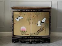 NBGRLVS China Warehouse Direct Oriental Chinese Furniture - Gold Leaf 2 Door Cabinet with Cranes Design