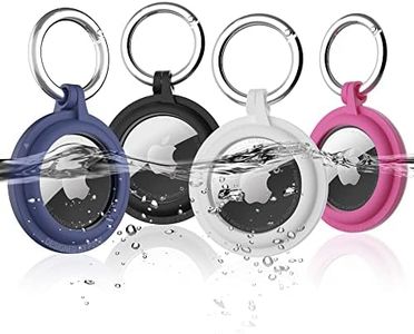 PZOZ 4 Pack AirTag Keyring for Apple Air Tags Holder, Waterproof AirTag Case with Anti-Lost Keychain, Finder for Handbag Kids Pet Collar Air Tag Key Ring Accessory (Multi-Color)