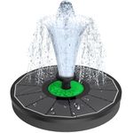 SZMP 3.5W Bird Bath Fountains with Flower 2024 Upgraded Glass Panel, Solar Powered Water Fountain Pump with 7 Nozzle & 4 Fixer for Garden, Pond, Pool (Black)