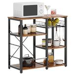 soges 3-Tier Kitchen Baker's Rack Utility Microwave Oven Stand Kitchen Island Cart Standing Storage Shelf Kitchen Workstation, Vintage Brown, W5S-FG-CA