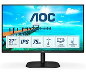 AOC 27B2DA - 27 Inch FHD Monitor, 75Hz, 4ms, IPS, LowBlue mode, Slim Design , FlickerFree, Speakers (1920x1080 @ 75Hz, 250cd/m², HDMI 1.4 x 1, VGA, DVI)