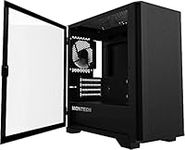 Montech AIR 100 LITE Micro-ATX Tower with Two Silent Fans Pre Installed, Ultra-Minimalist Design, Fine Mesh Front Panel, High Airflow, Unique Side Swivel Tempered Glass, Black