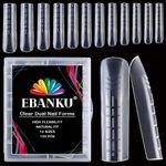 EBANKU 120PCS Clear Full Cover Dual Nail System Form Mold Flat Acrylic Nail Extension Tips Nail Art Manicure Tools