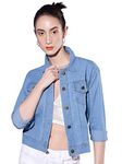 Buynewtrend Spread Collar Neck Denim Women Shirt | Girls Regular Fit Shirts (X-Large, Light Blue)