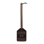 Outset Acacia Wood and Leather Heavy Duty Fly Swatter, Extra Large, Brown