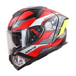 Ignyte IGN-4 Machine ISI/DOT Certified Double Visor Full Face Graphic Helmet with Outer Anti-Fog Clear Visor and Inner Smoke Sun Shield (Large 600 MM, Matt Red Grey)