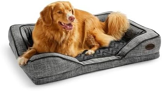 Silentnight Orthopaedic Dog Bed - Cosy Comfortable Pet Bed with Ergonomic Foam Body & Head Support - Super Soft Faux Fur & Sturdy Woven Removable Washable Cover, Non-Slip Base, Large 69x95cm, Grey