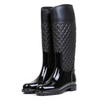 AONETIGER Women's Rain Boots Waterproof Slip-On Zipper Winter Warm Boots(09-Black 36)