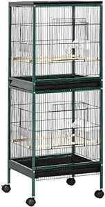 PawHut Large Bird Cage with 1.7 ft. Width for Wingspan, Bird Aviary Indoor with Multi-Door Design, Fit for a Canary, Finch, Conure, 55", Green