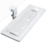 VIVO Clamp-on 64cm x 25cm Rotating Computer Keyboard and Mouse Tray, Extra Sturdy Single Desk Swivel Clamp, Ergonomic Typing, White, MOUNT-KB01CW