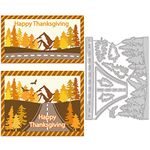 GLOBLELAND Thanksgiving Cutting Dies Metal Autumn Mountain Road Trees Embossing Stencils Die Cuts for Paper Card Making Decoration DIY Scrapbooking Album Craft Decor