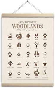 Newdv Animal Posters Hanger Nature Woodlands Animal Tracks Classroom Nursery Wall Decor,Vintage Posters Animal Tracks Wall Art for Classroom Decor,Adventure Decor Wall Decor Nursery Kids Room 12 * 16
