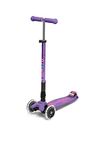 Micro Scooters | Maxi Micro Deluxe Foldable Children's Scooter | Big Wheels | Handlebar Adjustable | Boys & Girls | 5-12yrs | Purple