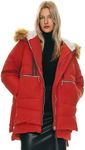 Orolay Women's Thickened Down Jacket Winter Hooded Coat with Faux Fur Trim Red 3X