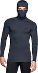 TSLA Men's Long Sleeve Workout Shirts Hoodie with Face Cover, UPF 50+ Cool Dry Fit Sports Compression Shirts, Hyper Control Charcoal, XL