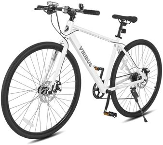 Viribus Hybrid Bikes, 28 inch Road Bike, Mens Bike with Lightweight Aluminum Frame, 700C Bicycle 7 Speed, Bicycles for Tall Men Women Adults, Commuter Bike, City Bike, Bright White