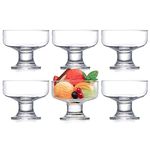 Kingrol 6 Pack Glass Dessert Bowls, 6.5 oz Crystal Glass Bowls for Ice Cream, Fruit, Pudding, Snack, Cereal, Nuts - Premium Glass Serving Dishes, Mini Trifle Bowl